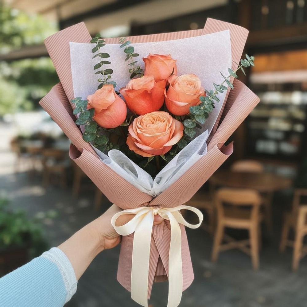 Букет персиковый аромат в Аксеново Букет цветов из: Розы в Аксеново