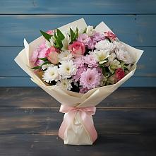 Букет цветов из:  Хризантемы, Альстромерии и Розы в Аксеново