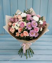 Букет цветов из:  Хризантемы, Розы и Альстромерии #REPLACE_PRED# Аксеново